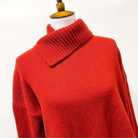 AllSaints Witby Roll Neck Asymmetric Cashmere Sweater in Rare Red Color Medium - Picture 7 of 11